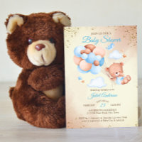 Oso de peluche con globos modelo de ducha de bebé