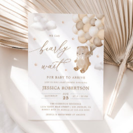 Invitación Oso de peluche con globos neutros Baby Shower