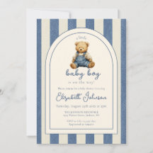 Oso de peluche con vaqueros Código QR para Baby Sh