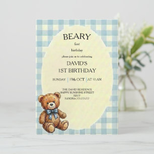 Invitación Oso de peluche cumpleaños 1