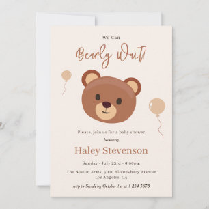 Invitación Oso de peluche de espera Bearly marrón neutral Bab