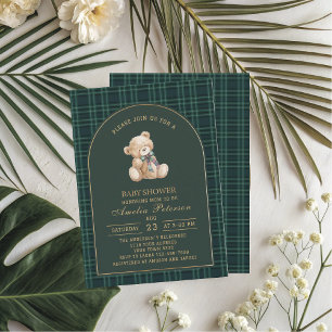 Invitación Oso de peluche de felpa de época Polo Ducha de beb