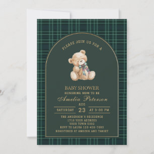 Invitación Oso de peluche de felpa de época Polo Ducha de beb