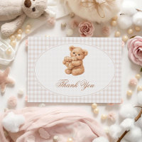 Oso de peluche de gingham marrón, papel para baby 