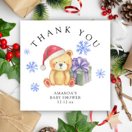 Invitación Oso de peluche de invierno con regalo de Navidad -