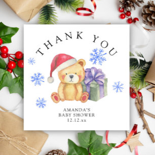 Invitación Oso de peluche de invierno con regalo de Navidad -