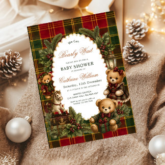 Invitación Oso de peluche de Navidad Apenas podemos esperar T