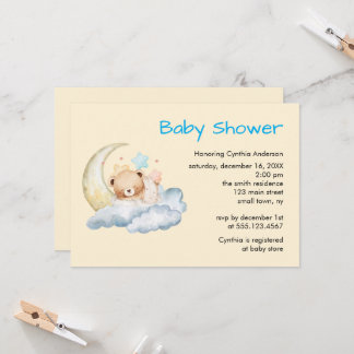 Invitación Oso de peluche de sueño dulce Chorro de bebé