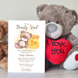 Invitación Oso de peluche de tarro de miel bebe espera la duc