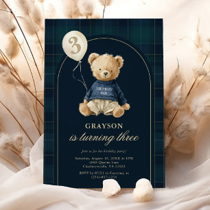 Invitación Oso de peluche elegante cumpleaños Polo