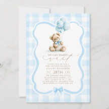 Oso de peluche Elegante Pastel Azul Cuadro Baby Sh