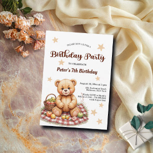 Invitación Oso de peluche en la fiesta de cumpleaños 7 de Pic