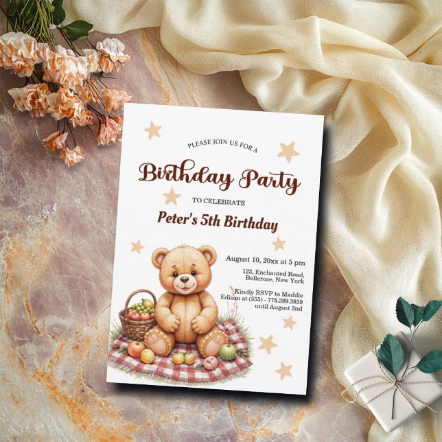 Invitación Oso de peluche en la fiesta de cumpleaños número 5 (Subido por el creador)
