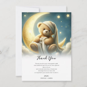 Invitación Oso de peluche en la luna resplandecen estrellas B