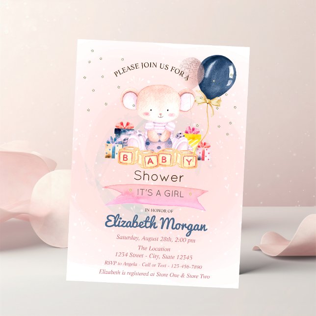 Invitación Oso de peluche, estrellas presenta Baby Shower (Subido por el creador)