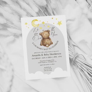 Invitación Oso de peluche gris para fiesta de bebé Over The M