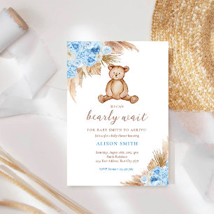 Invitación Oso de peluche hierba de Pampas apenas espera fies