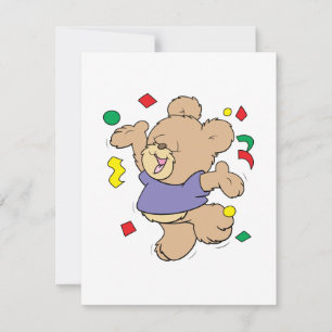 Invitación oso de peluche lindo lanzamiento de confeti moment