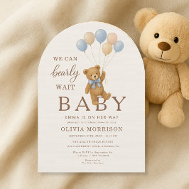 Invitación Oso de peluche lindo que apenas podemos esperar