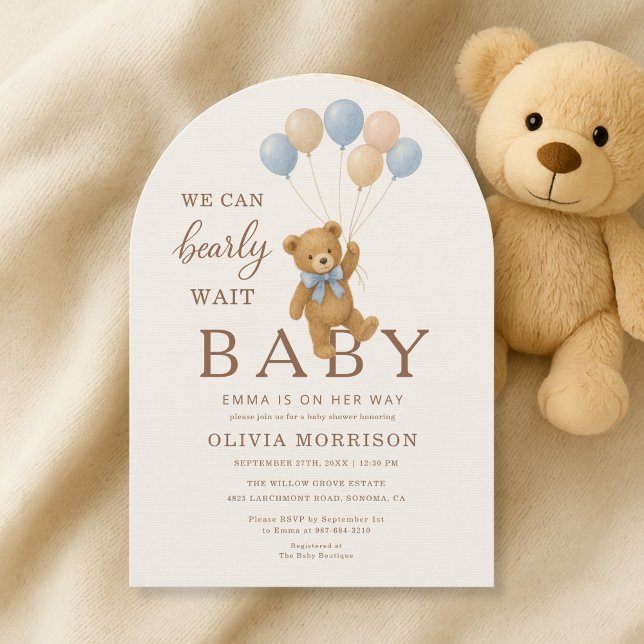 Invitación Oso de peluche lindo que apenas podemos esperar (Subido por el creador)