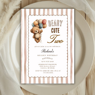 Invitación Oso de peluche neutral súper lindo para cumpleaños