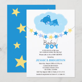Invitación Oso de peluche niño durmiendo en la nube Fiesta de