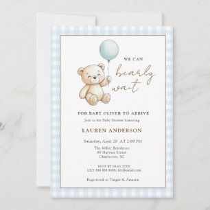 Invitación Oso de peluche No podemos esperar Niño Ducha de be