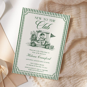 Invitación Oso de peluche para baby shower de golf elegante p
