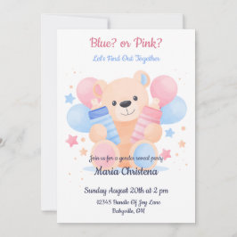 Invitación Oso de peluche para la revelación del sexo del paq
