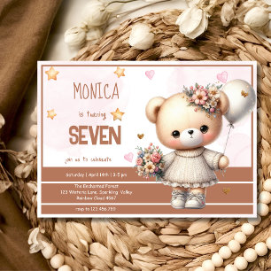 Invitación Oso de peluche pastel mágico caprichoso cumpleaños