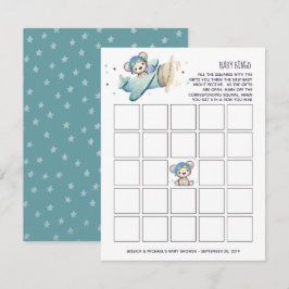 Invitación Oso de peluche piloto de avión bebé bingo