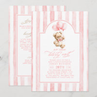 Oso de peluche rayas rosadas Baby Shower Todo en u