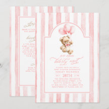 Oso de peluche rayas rosadas Baby Shower Todo en u