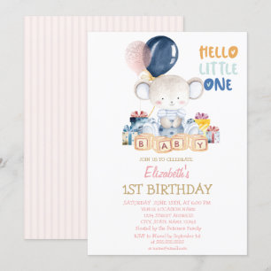 Invitación Oso de peluche, regalos Cumpleaños Hola pequeño
