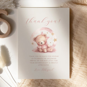 Invitación Oso de peluche rosa lindo agradecimiento por baby 