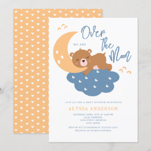 Invitación Oso de peluche sobre el Baby Shower de la luna