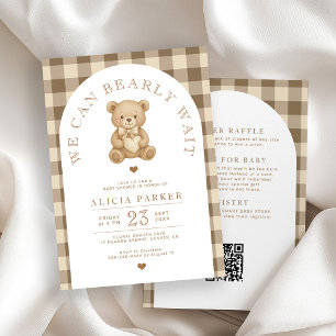Invitación Oso de peluche todo en uno neutro para baby shower