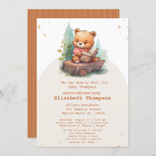 Invitación Oso de peluche trae Baby Shower un libro