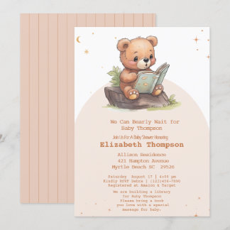 Invitación Oso de peluche trae Baby Shower un libro