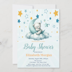 Invitación Oso de peluche verde, Baby Shower de Stars Cloud M