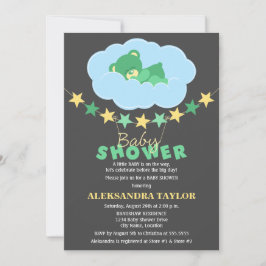 Invitación Oso de peluche verde durmiente en Baby Shower en n