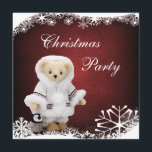 Invitación Oso de peluche y fiesta de Navidad esquimales<br><div class="desc">Oso de peluche esquimal elegante y elegante adorable e invitaciones lindas de la fiesta de Navidad del pingüino para los fiestas festivos de las vacaciones de Navidad de la familia, de los adultos y de los niños. El fondo es los remolinos de color rojo oscuro hermosos con un resplandor estacional...</div>