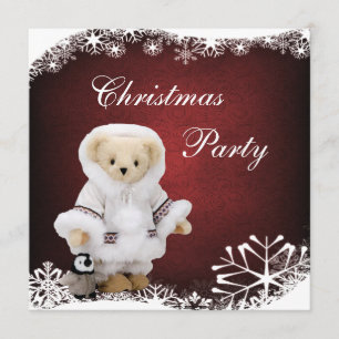 Invitación Oso de peluche y fiesta de Navidad esquimales