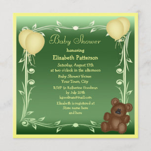 Invitación Oso de peluche y neutral lindos Baby Shower de los