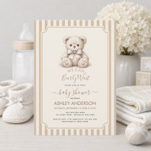 Oso de peluche y rayas marrones Baby Shower Apenas