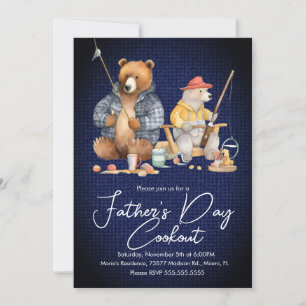 Invitación Oso de picnic de pesca en la parrillada del Día de