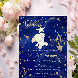 Invitación Oso de purpurina dorada Brilla estrellita Baby Sho