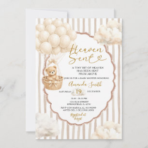 Invitación Oso de rayas beige Fiesta de Baby Shower 'Enviado