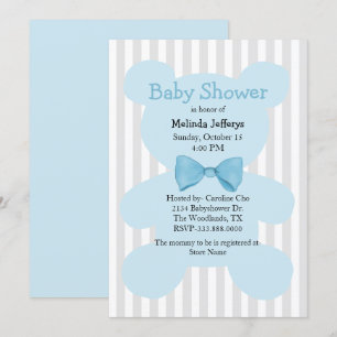 Invitación Oso de remolque azul con Baby Shower de amarre de 