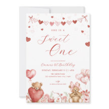 Oso de San Valentín Cumpleaños Dulce Uno Invitació
